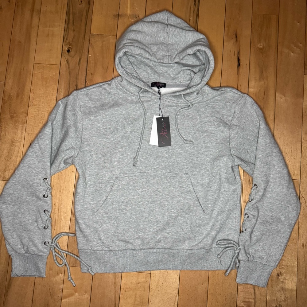 Allure Lace-Up Sleeve Fleece Hoodie Women’s‎ S